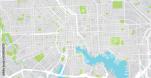 Urban vector city map of Balitmore, Maryland, United States of America