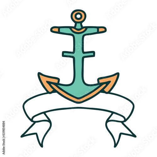 tattoo with banner of an anchor