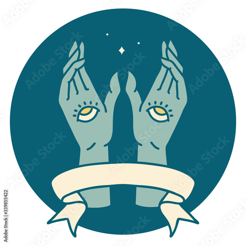 icon with banner of mystic hands