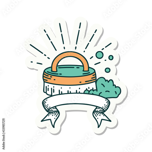 sticker of tattoo style scrubbing brush