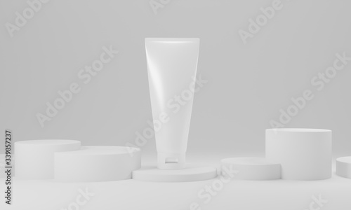 beauty treatment medical skincare cosmetic lotion cream serum mockup bottle packaging product on background in healthcare pharmaceutical medicine  3d illustration rendering