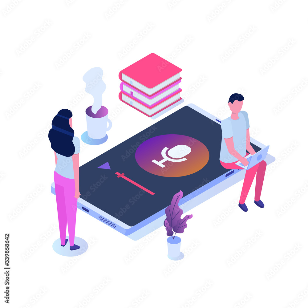Internet online radio streaming, music applications, playlist online podcast concept. Vector illustration. Internet online radio streaming, music applications, playlist online podcast concept. Vector illustration.