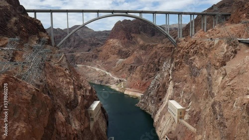 Timelapse of Mike O'Callaghan–Pat Tillman Memorial Bridge at Hoover Dam of the outflow pipes