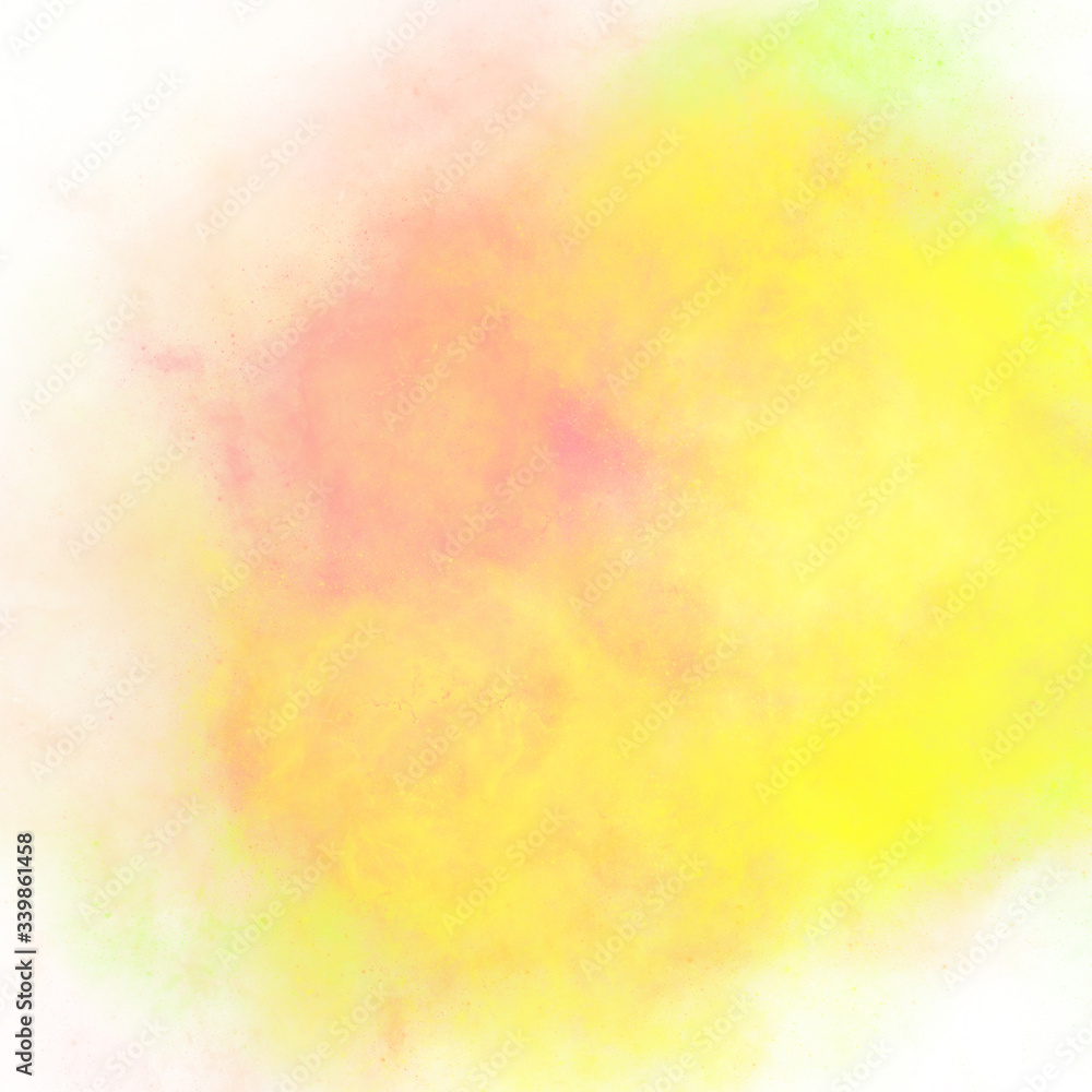 Yellow pink abstract background with transparent spots of paint wallpaper. Watercolor stains for design and decoration. Beautiful modern soft abstract background, hand drawing.