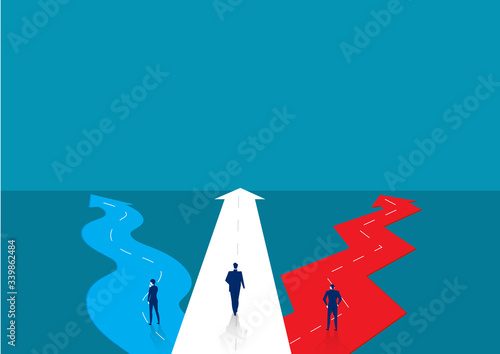 businessman standing for Choose a way.  Business success concept. Vector illustration.