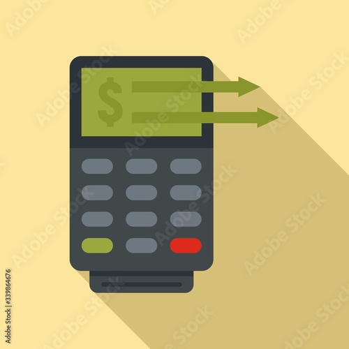 Money transfer terminal icon. Flat illustration of money transfer terminal vector icon for web design