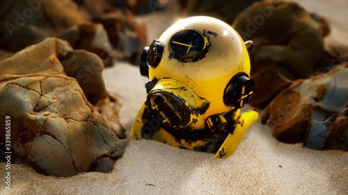 Copper old vintage deep sea diving helmet