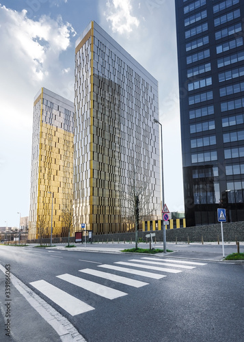 A view on the buildings of European parliament in Luxembourg, Kirchberg