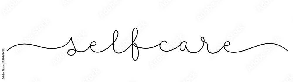 SELF-CARE black vector monoline calligraphy banner with swashes SELF-CARE black vector monoline calligraphy banner with swashes