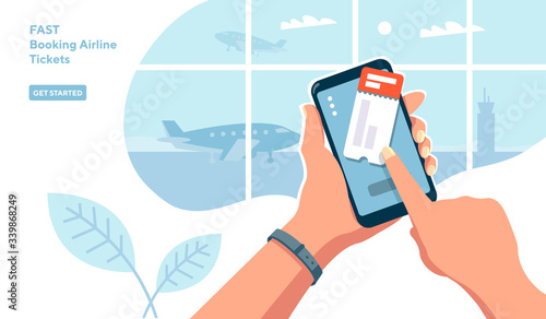 Order a ticket from the phone vector illustration