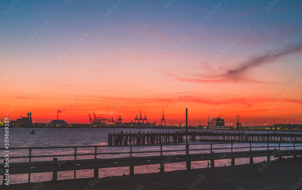 Lovely summer's evening sunset from the Town Quay Pier in Southampton