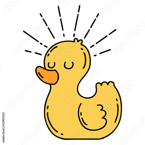 traditional tattoo style rubber duck