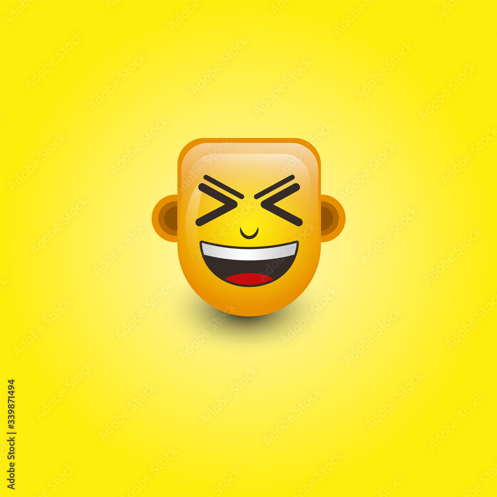 Emoticon. smile face. Cute emoticon isolated on yellow background.