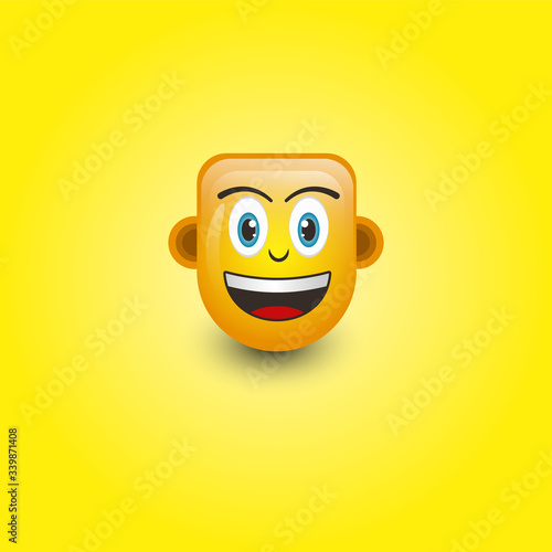 Emoticon. smile face. Cute emoticon isolated on yellow background.