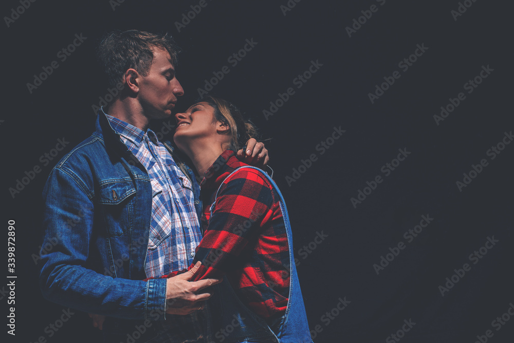 Obraz premium Couple in love. Love couple. Man and woman posing. Sexy photo. Sensual. Sensuality. Happy day. motivation. Family photo. 