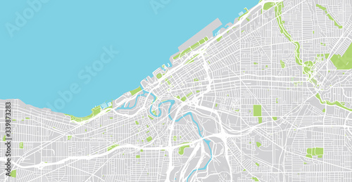 Urban vector city map of Cleveland, Ohio, United States of America