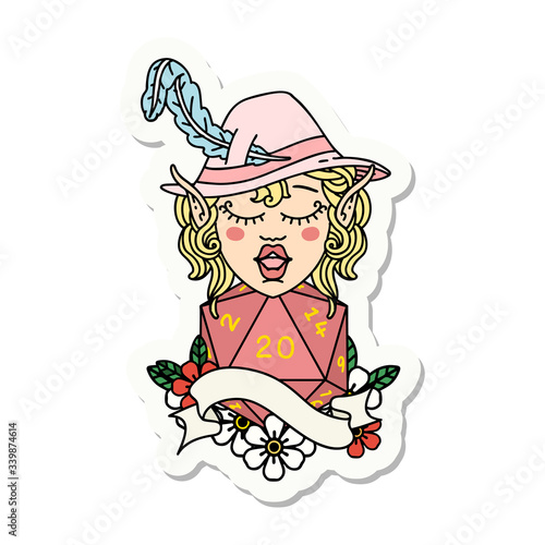 elf bard character with natural twenty sticker
