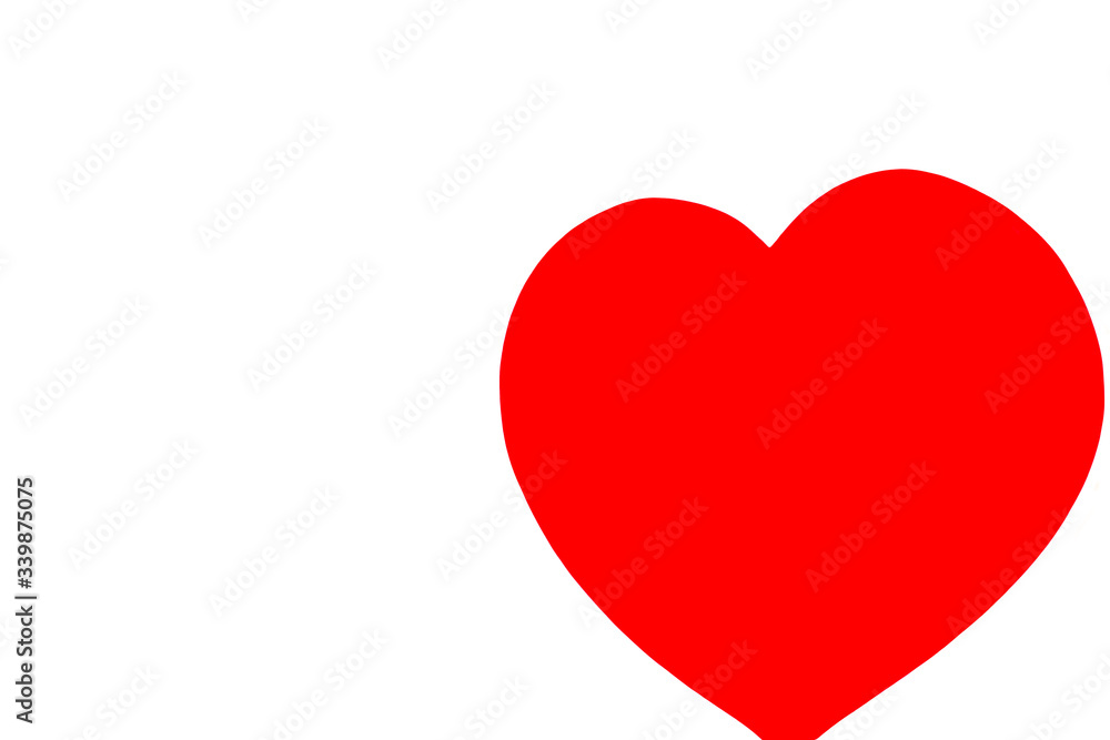 Red heart on valentines day on a white background
