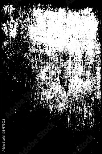Grunge scratched wooden background in black and white colors. Rough scarred backdrop with blank space. Overlay texture of old wood. Distress effect for some design. Vector illustration in EPS8.
