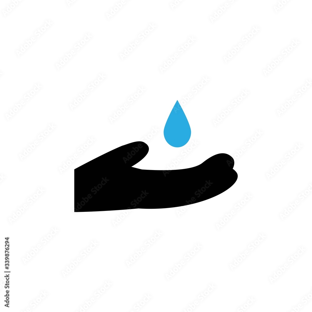 Water drop and Hand vector graphic design template isolated Water drop and Hand vector graphic design template isolated