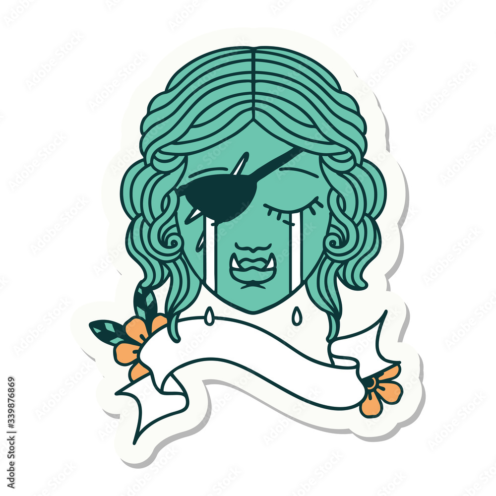 crying orc rogue character face sticker crying orc rogue character face sticker