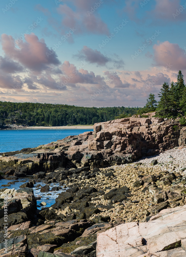Rocky hills and shoals in Acadian Park near Bar Harbor, Maine