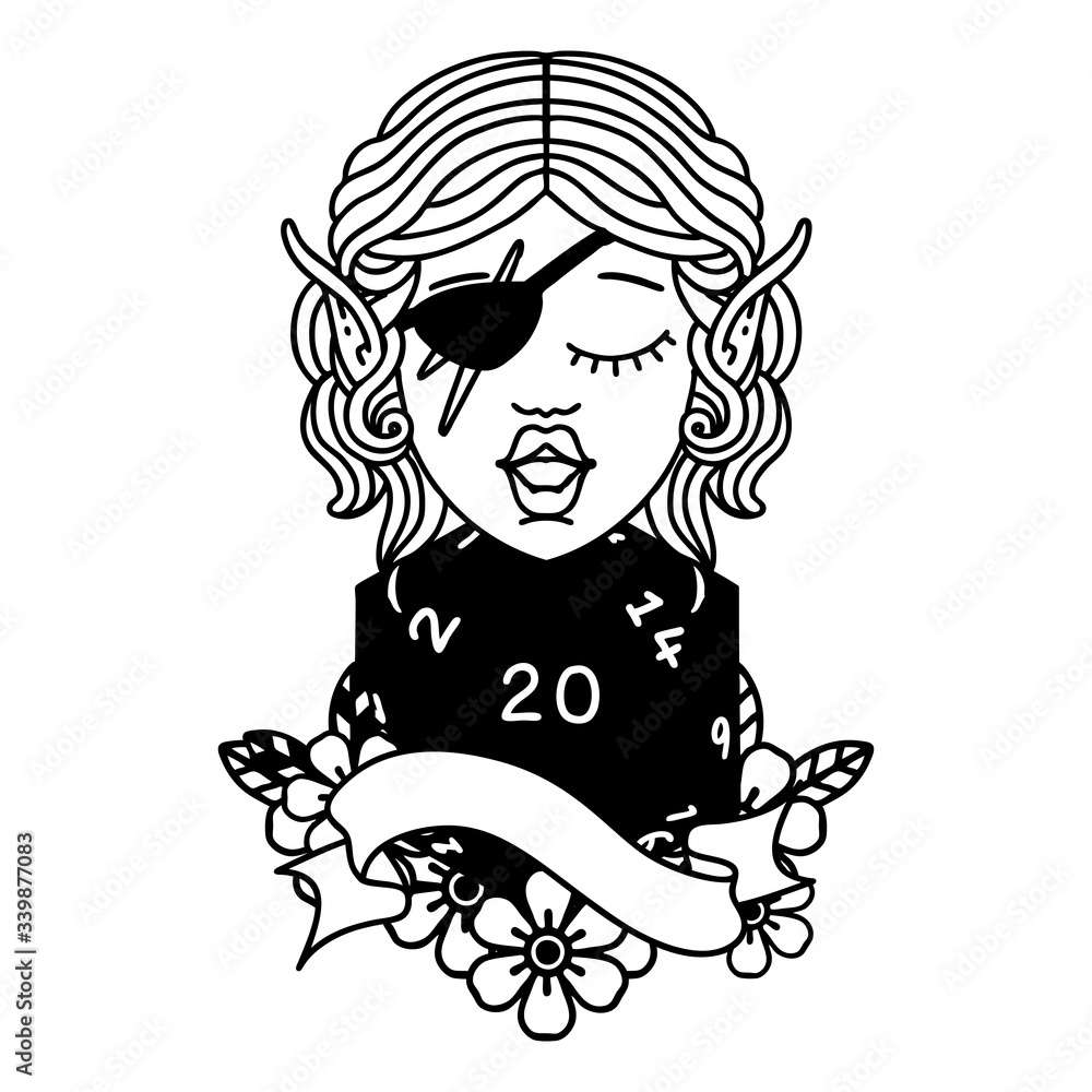 elf rogue character with natural twenty dice roll illustration elf rogue character with natural twenty dice roll illustration