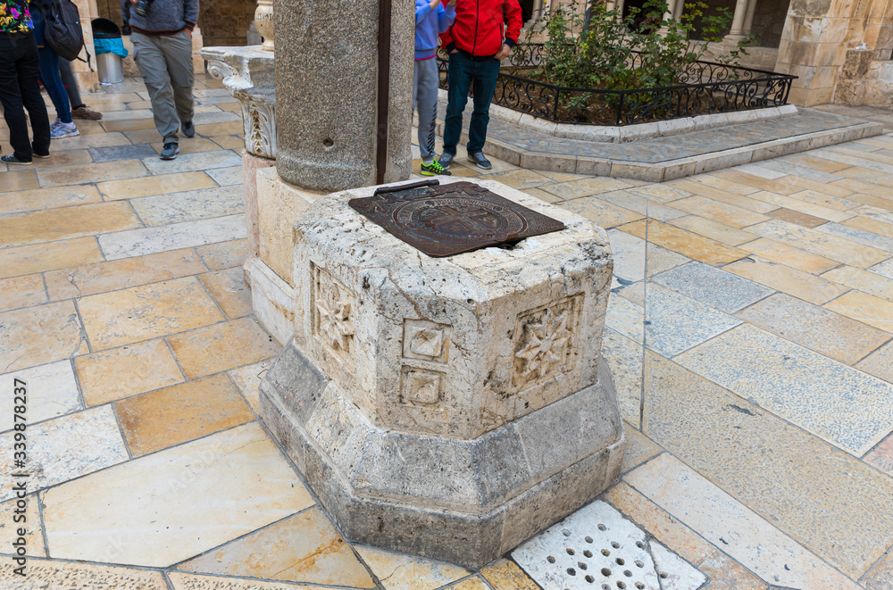 Well in the yard of the Chapel of Saint Catherine in Bethlehem in Palestine