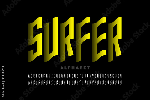 Photography Water wave style font design, alphabet letters and numbers