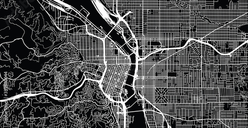 Urban vector city map of Portland, Oregon, United States of America