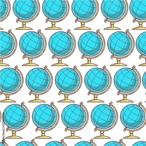 Globe for geography lesson, seamless pattern of earth model