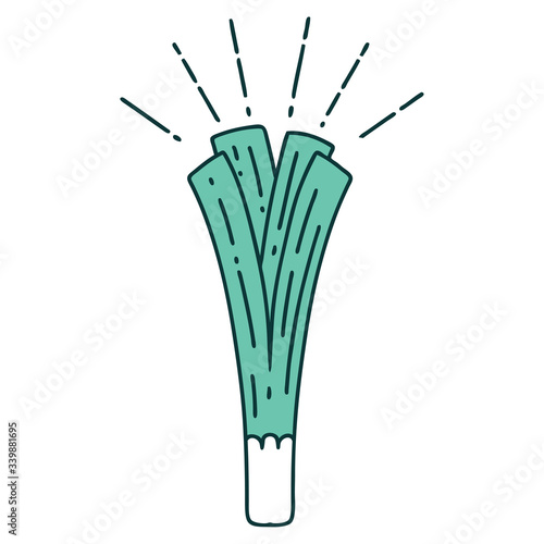 traditional tattoo style leek