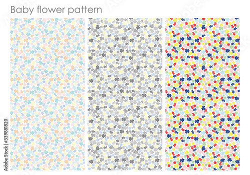  Floral set of seamless patterns 小花柄