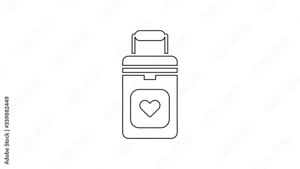 Black line Cooler box for human organs transportation icon isolated on white background. Organ transplantation concept. Organ container. 4K Video motion graphic animation Black line Cooler box for human organs transportation icon isolated on white background. Organ transplantation concept. Organ container. 4K Video motion graphic animation