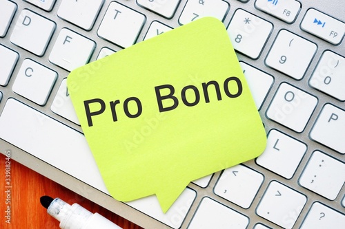 The image contains the inscription Pro Bono on a notebook sheet