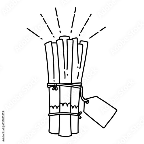 traditional black line work tattoo style bunch of leeks