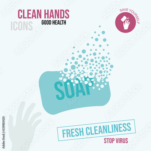 Soap dispersing into a cloud of bubbles. The concept is fresh cleanliness