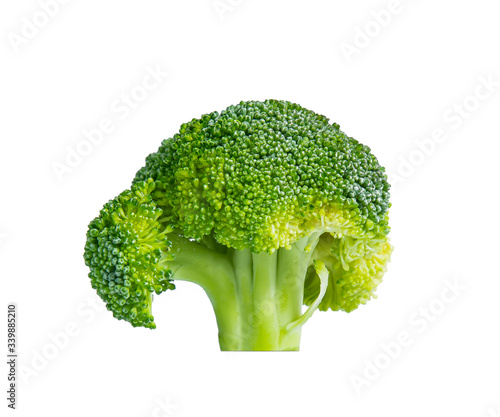 Fresh broccoli in closeup isolated on white background