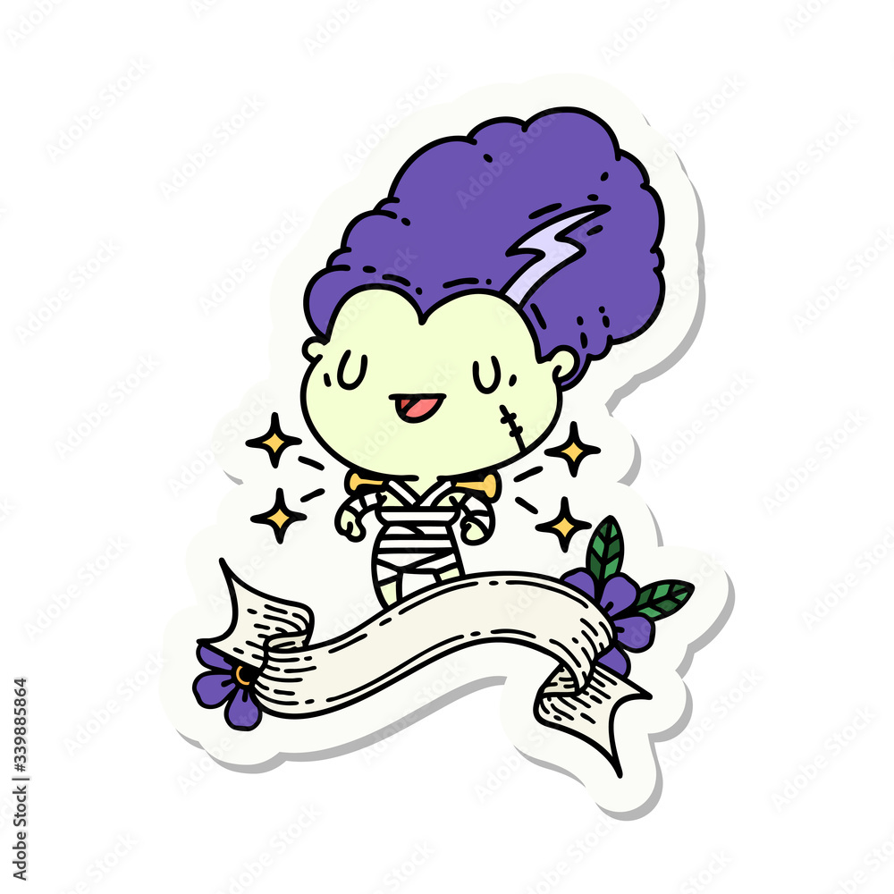sticker of tattoo style undead zombie bride character sticker of tattoo style undead zombie bride character