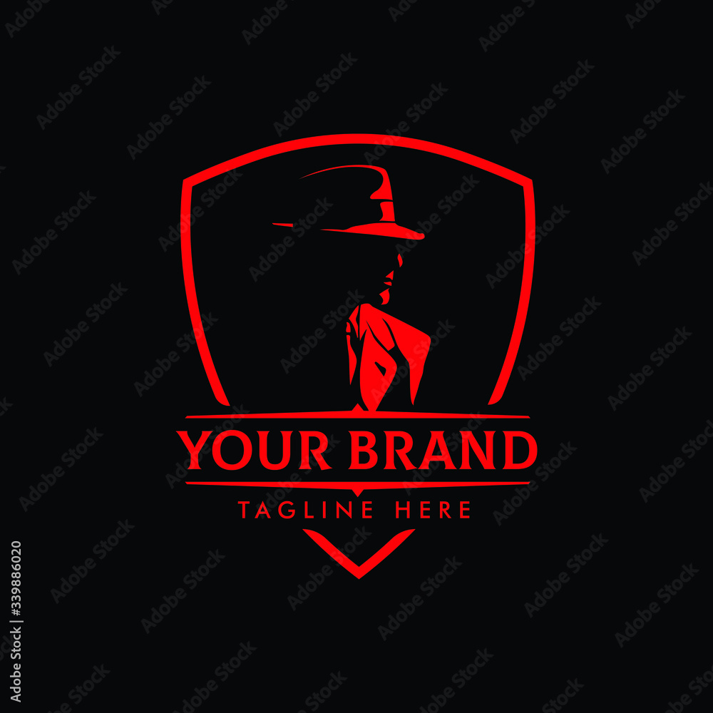 MAFIA LOGO emblems with character abstract silhouette men heads in hats