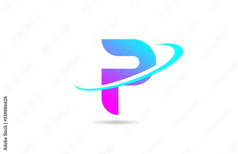 pink blue P alphabet letter logo icon design with swoosh for business and company pink blue P alphabet letter logo icon design with swoosh for business and company