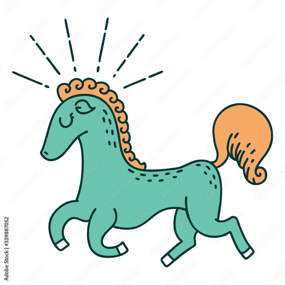 Fototapeta premium traditional tattoo style prancing stallion