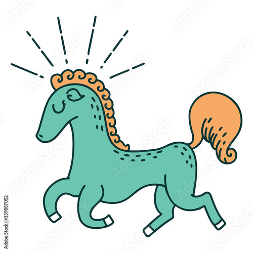 traditional tattoo style prancing stallion