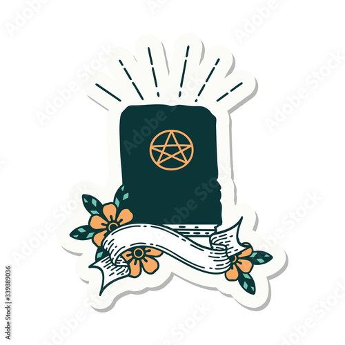 sticker of tattoo style spellbook