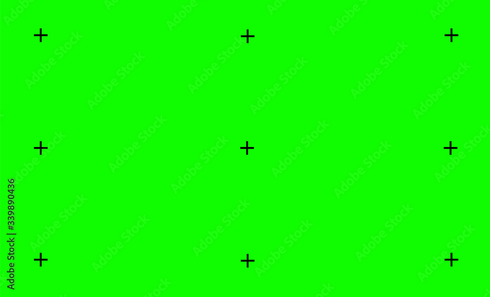 vector illustration of green screen background, VFX motion tracking markers. Art design green