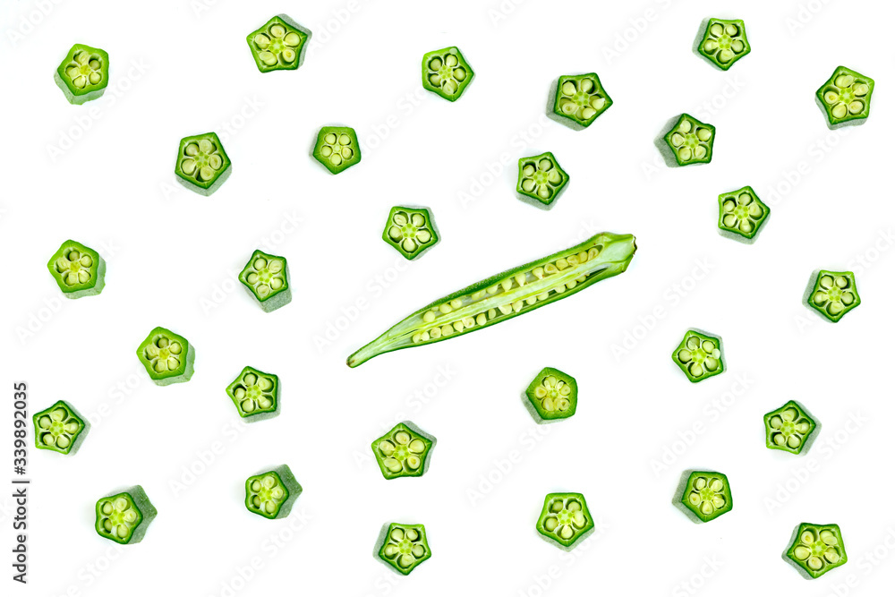 okra slice isolated on white background okra slice isolated on white background