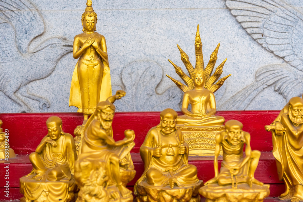 Golden Buddha Chinese style pattern at Wat Leng Nei Yee 2 Temple.Bangkok, Thailand Golden Buddha Chinese style pattern at Wat Leng Nei Yee 2 Temple.Bangkok, Thailand