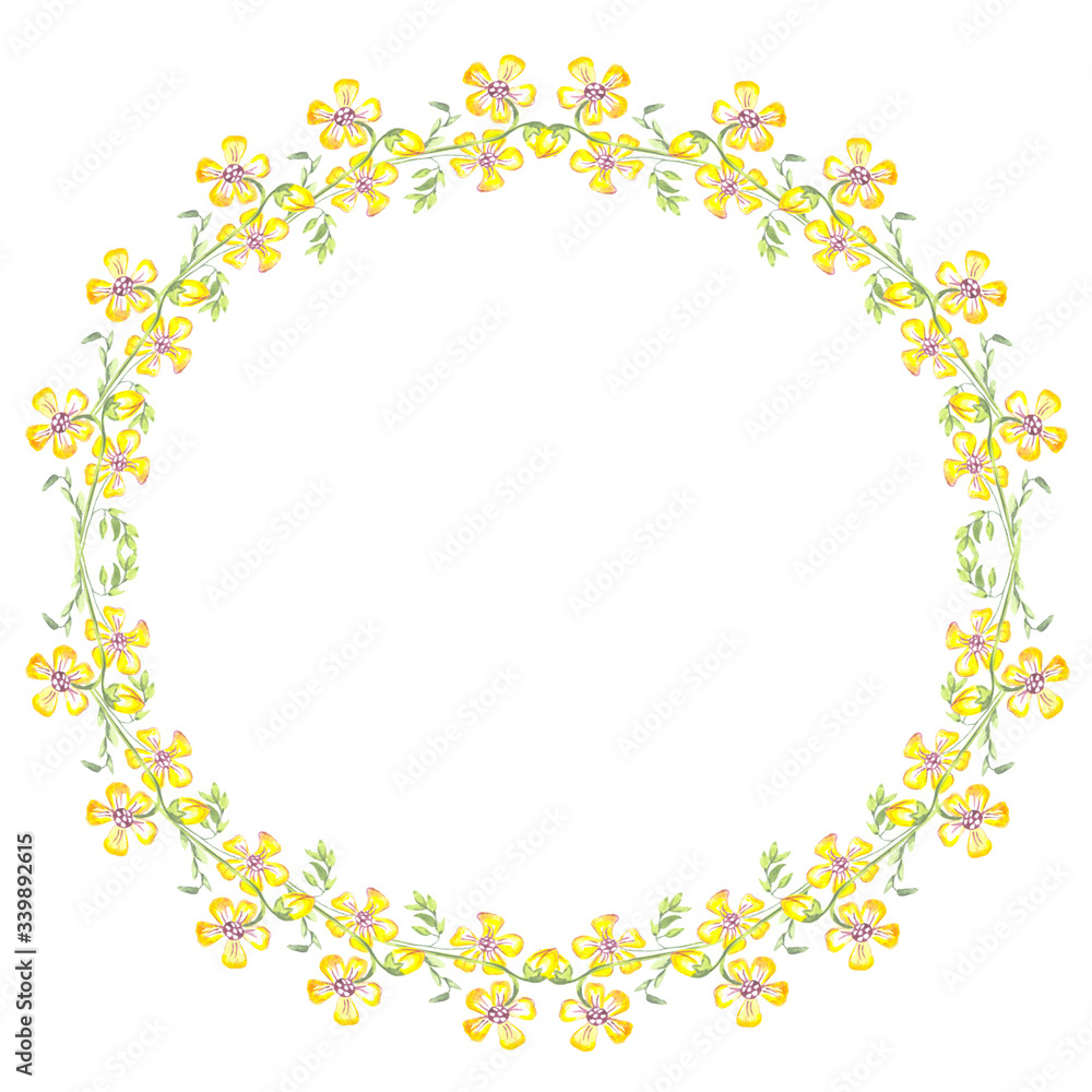 pattern yellow flower frame round leaves pattern yellow flower frame round leaves