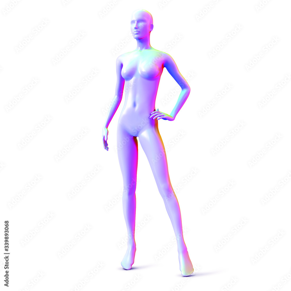 Female mannequin trendy iridescent neon color isolated on white background. Vector illustration. Female mannequin trendy iridescent neon color isolated on white background. Vector illustration.