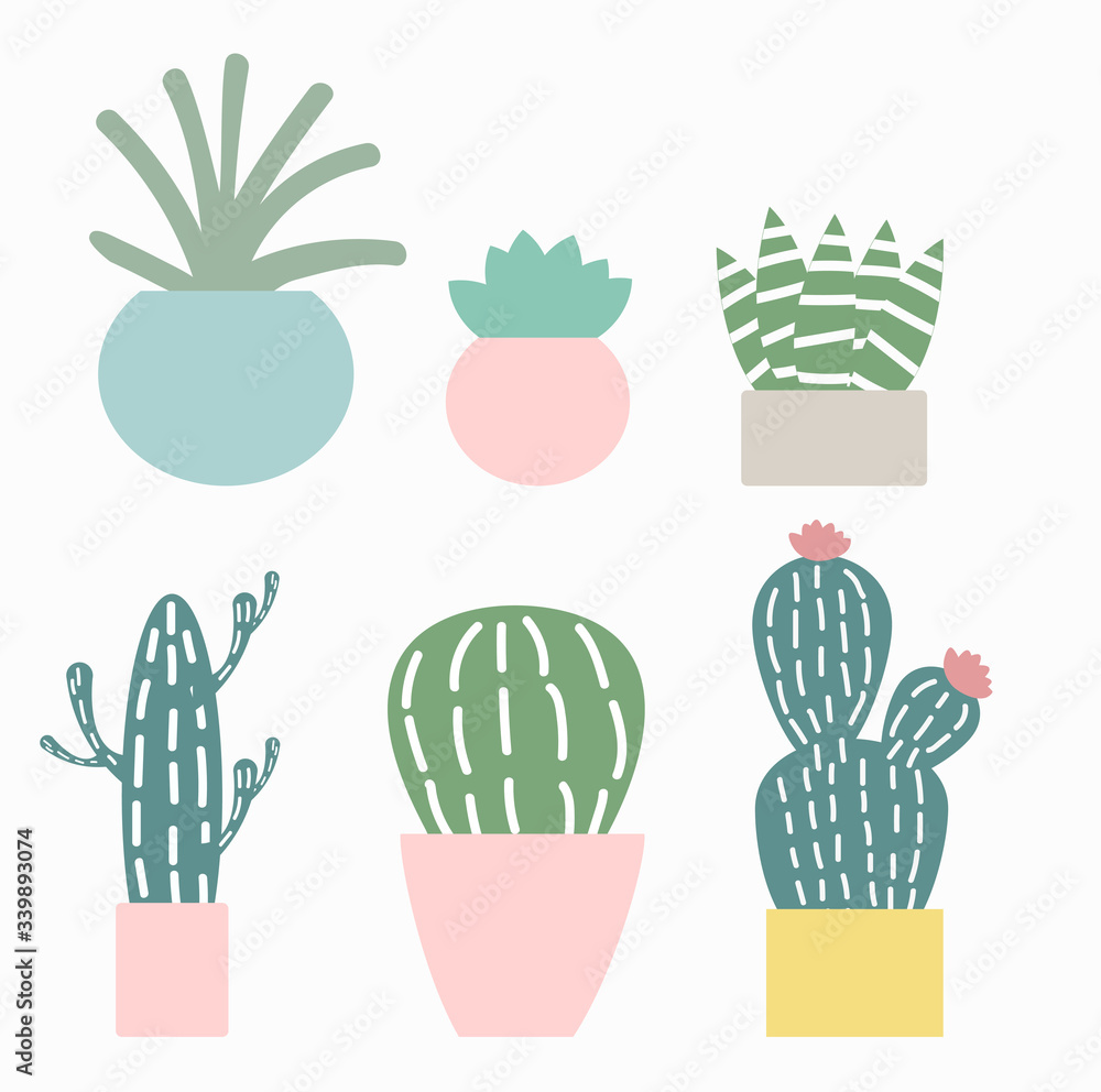 Cute Cactus vector illustration set Cute Cactus vector illustration set